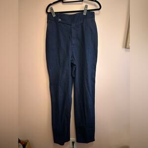 Vintage 1970s Fancy Props Dark Wash Straight Leg High Waisted Jean Trousers 30